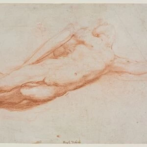 Study of a Fallen Soldier (possibly the Conversion of Saul) (recto)... c. 1525. Creator