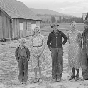Stump farm family and their present home, Boundary County, Idaho, 1939. Creator: Dorothea Lange