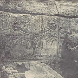 Thebes. Palais de Karnak. Sculptures exterieures du Sanctuaire de granit, 1850