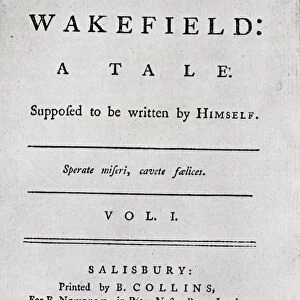 Title Page of The Vicar of Wakefield, 1766