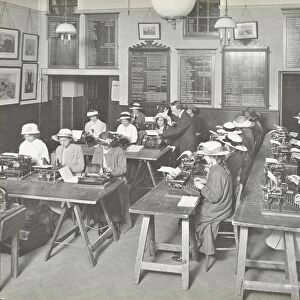 Typewriting class for women, Blackheath Road Evening Institute, London, 1914