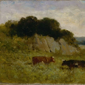 Untitled (landscape with two cows), 1898. Creator: Edward Mitchell Bannister