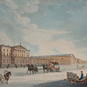 View of the Imperial Bank and the Shops at St. Petersburg, 1815. Artist: Dubourg, Matthew (active 1786-1838)