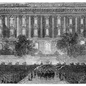Visit of the Prince and Princess of Wales to Sweden: torchlight procession to…Royal Palace…, 1864. Creator: Unknown