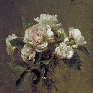 White Roses in a Glass Vase, 1875. Artist: Henri Fantin-Latour