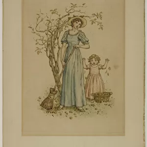 Woman with Broom and Little Girl, n. d. Creator: Catherine Greenaway