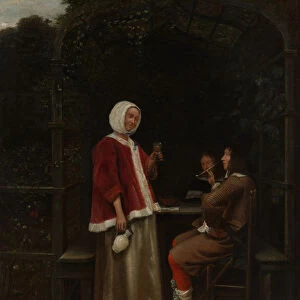 A Woman and Two Men in an Arbor, ca. 1657-58. Creator: Pieter de Hooch