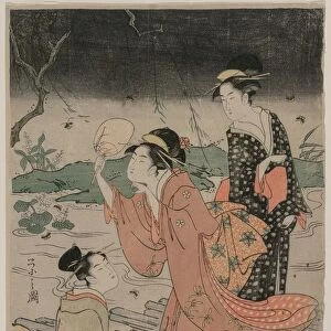 Women Beside a Stream Chasing Fireflies, mid 1790s. Creator: Ch?bunsai Eishi (Japanese, 1756-1829)