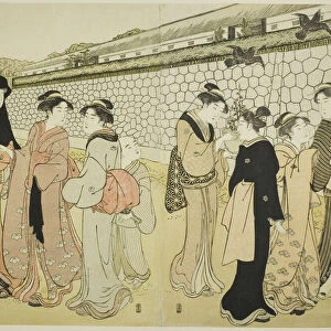 Women Walking by a Moat, 1780s. Creator: Katsukawa Shuncho