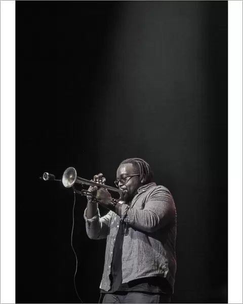 Marcus Millers trumpeter, Marquis Hill, 2017. Artist: Alan John Ainsworth