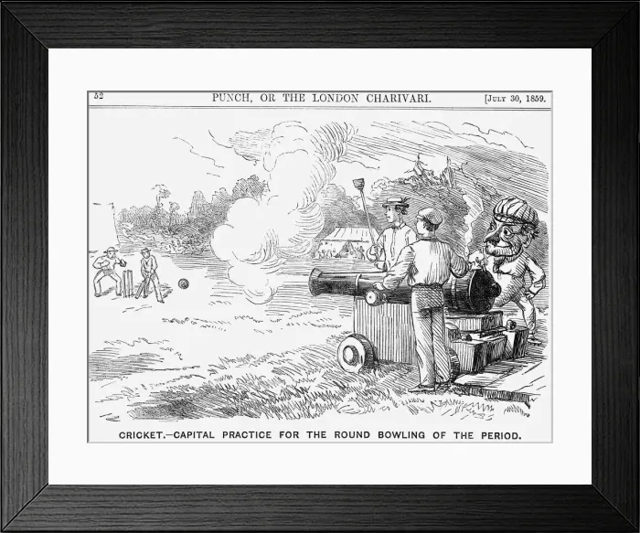 Framed Print : Cricket - Capital Practice for the Round Bowling of the Period, 1859 Framed Print : Cricket - Capital Practice for the Round Bowling of the Period, 1859