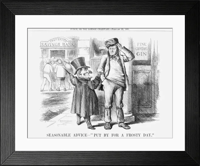 Framed Print : Seasonable Advice - Put by for a Frosty Day, 1861 Framed Print : Seasonable Advice - Put by for a Frosty Day, 1861