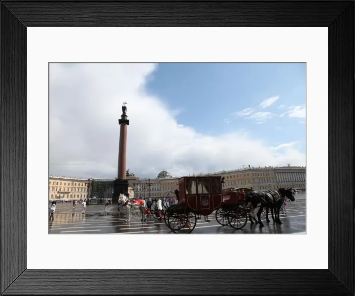 Framed Print : Horse-drawn carriage in Palace Square, St Petersburg, Russia, 2011. Artist: Sheldon Marshall Framed Print : Horse-drawn carriage in Palace Square, St Petersburg, Russia, 2011. Artist: Sheldon Marshall