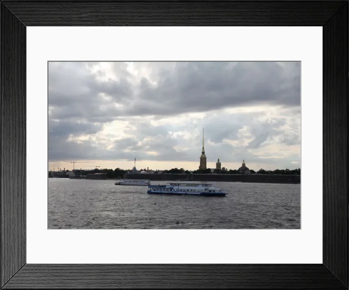 Framed Print : Tourist boats on the Neva in front of the Peter and Paul Fortress, St Petersburg, Russia, 2011. Artist: Sheldon Marshall Framed Print : Tourist boats on the Neva in front of the Peter and Paul Fortress, St Petersburg, Russia, 2011. Artist: Sheldon Marshall
