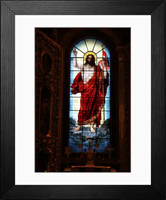 Framed Print : Christ, stained glass, St Isaacs Cathedral, St Petersburg, Russia, 2011. Artist: Sheldon Marshall Framed Print : Christ, stained glass, St Isaacs Cathedral, St Petersburg, Russia, 2011. Artist: Sheldon Marshall