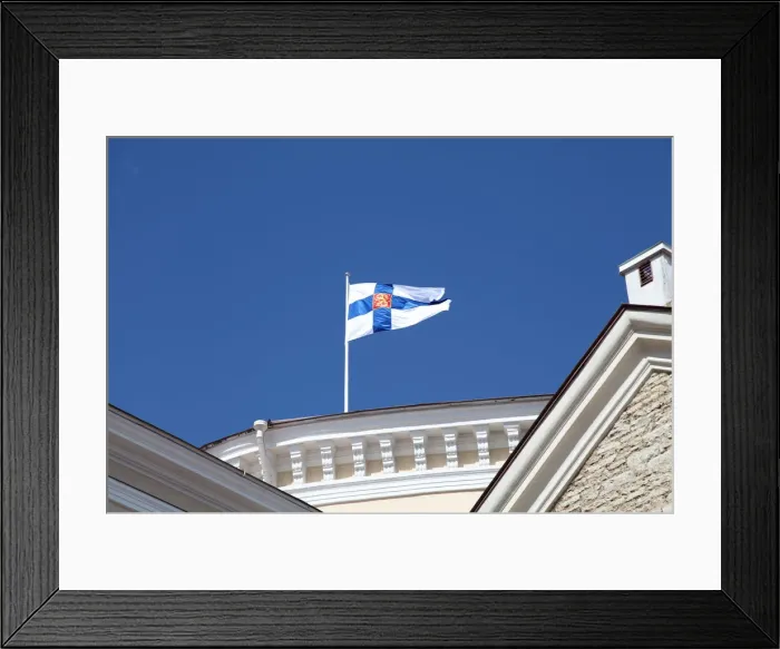 Framed Print : Flag, Tallin, Estonia, 2011. Artist: Sheldon Marshall Framed Print : Flag, Tallin, Estonia, 2011. Artist: Sheldon Marshall