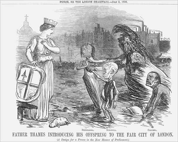 Father Thames introducing his offspring to the fair city of London. 1858