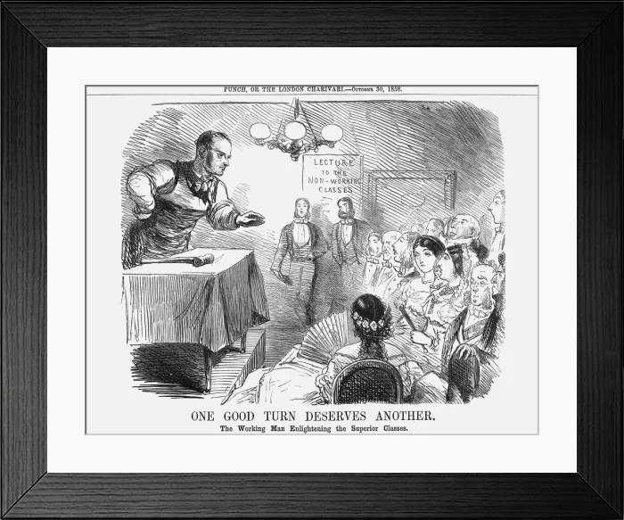 Framed Print : One Good Turn Deserves Another. The Working Man Enlightening the Superior Classes, 1858 Framed Print : One Good Turn Deserves Another. The Working Man Enlightening the Superior Classes, 1858