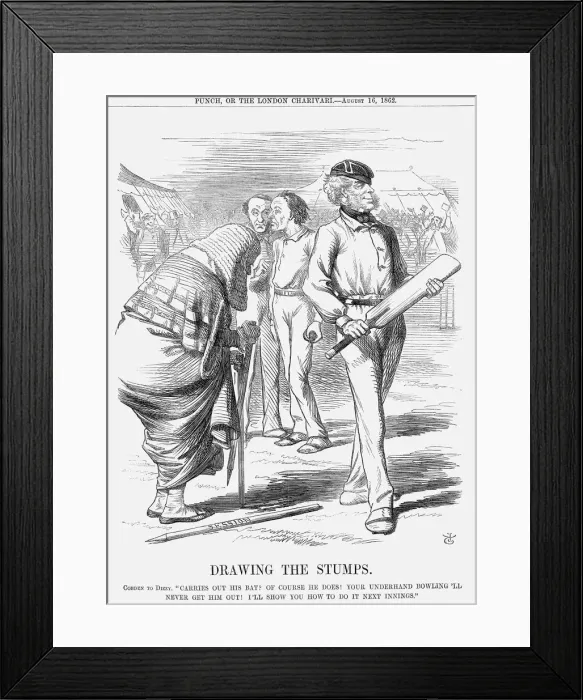 Framed Print : Drawing The Stumps, 1862. Artist: John Tenniel Framed Print : Drawing The Stumps, 1862. Artist: John Tenniel