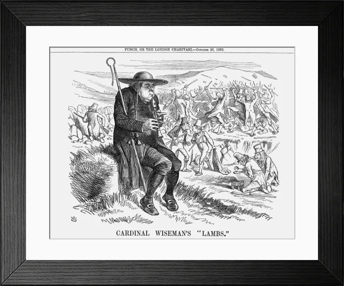 Framed Print : Cardinal Wisemans Lambs, 1862. Artist: John Tenniel Framed Print : Cardinal Wisemans Lambs, 1862. Artist: John Tenniel