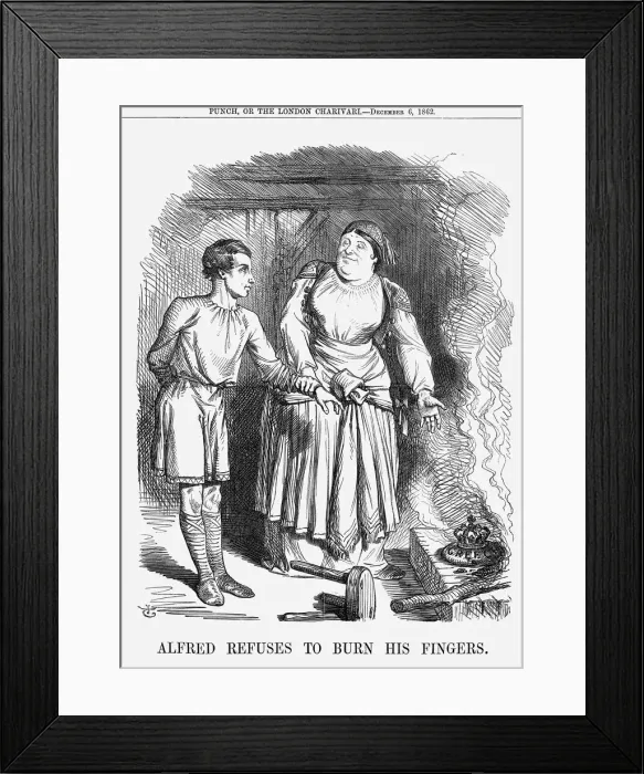 Framed Print : Alfred Refuses to Burn His Fingers, 1862 Framed Print : Alfred Refuses to Burn His Fingers, 1862
