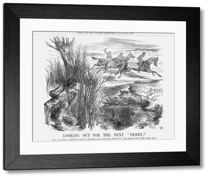 Framed Print : Looking Out for The Next Derby, 1863. Artist: John Tenniel Framed Print : Looking Out for The Next Derby, 1863. Artist: John Tenniel