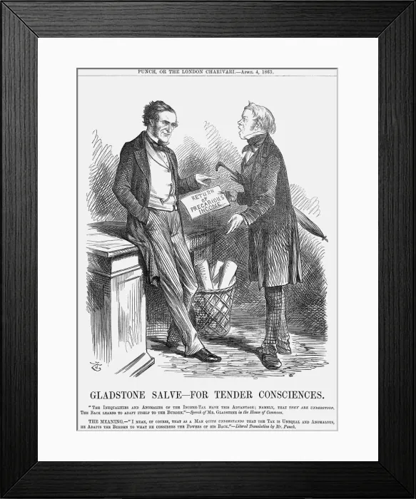 Framed Print : Gladstone Salve - For Tender Consciences, 1863. Artist: John Tenniel Framed Print : Gladstone Salve - For Tender Consciences, 1863. Artist: John Tenniel