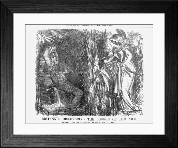 Framed Print : Britannia Discovering The Source of The Nile, 1863. Artist: John Tenniel Framed Print : Britannia Discovering The Source of The Nile, 1863. Artist: John Tenniel