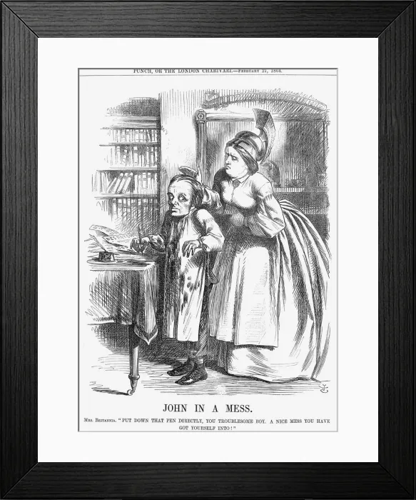 Framed Print : John In A Mess, 1864. Artist: John Tenniel Framed Print : John In A Mess, 1864. Artist: John Tenniel