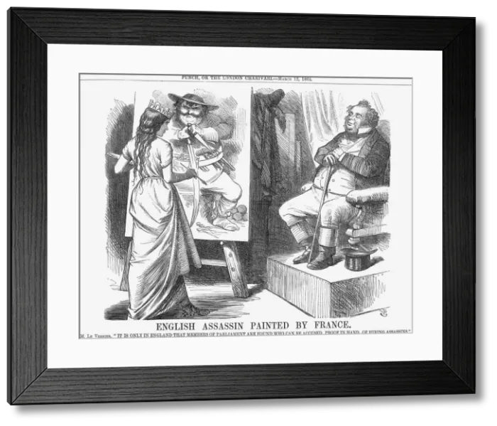 Framed Print : English Assassin Painted by France, 1864. Artist: John Tenniel Framed Print : English Assassin Painted by France, 1864. Artist: John Tenniel