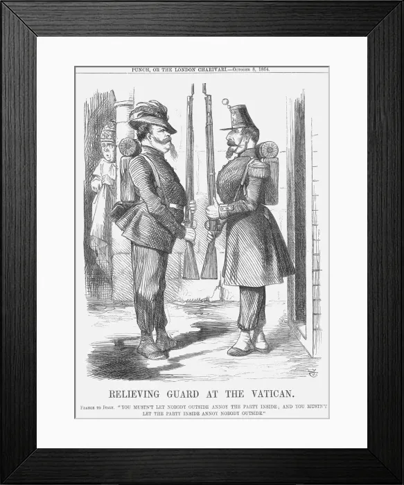 Framed Print : Relieving Guard at The Vatican, 1864. Artist: John Tenniel Framed Print : Relieving Guard at The Vatican, 1864. Artist: John Tenniel