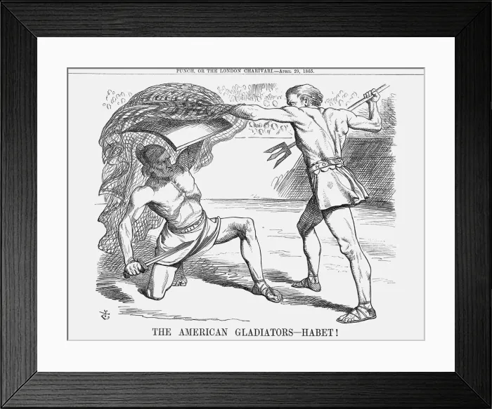 Framed Print : The American Gladiators - Habet!, 1865. Artist: John Tenniel Framed Print : The American Gladiators - Habet!, 1865. Artist: John Tenniel