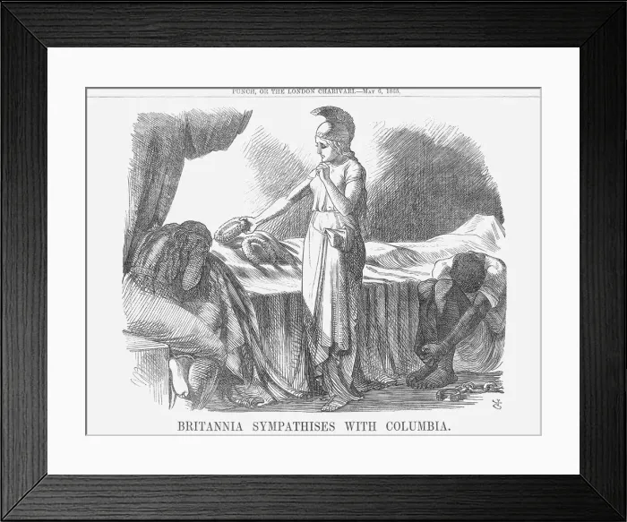 Framed Print : Britannia Sympathises with Columbia, 1865. Artist: John Tenniel Framed Print : Britannia Sympathises with Columbia, 1865. Artist: John Tenniel