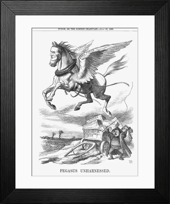 Framed Print : Pegasus Unharnessed, 1865. Artist: John Tenniel Framed Print : Pegasus Unharnessed, 1865. Artist: John Tenniel