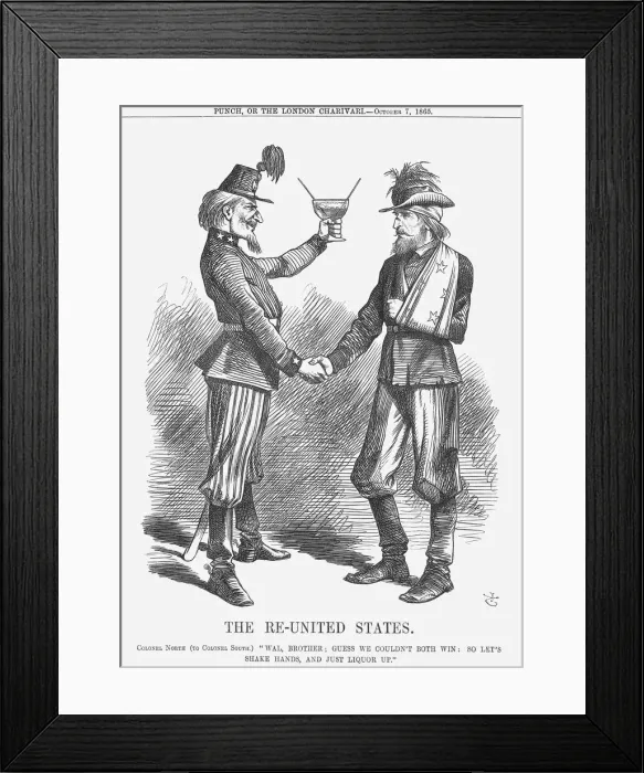 Framed Print : The Re-United States, 1865. Artist: John Tenniel Framed Print : The Re-United States, 1865. Artist: John Tenniel