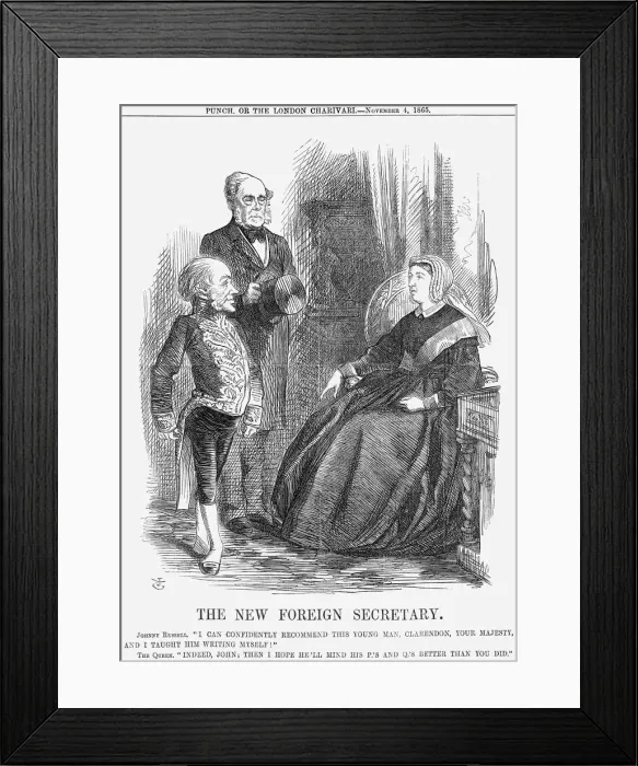 Framed Print : The New Foreign Secretary, 1865. Artist: John Tenniel Framed Print : The New Foreign Secretary, 1865. Artist: John Tenniel