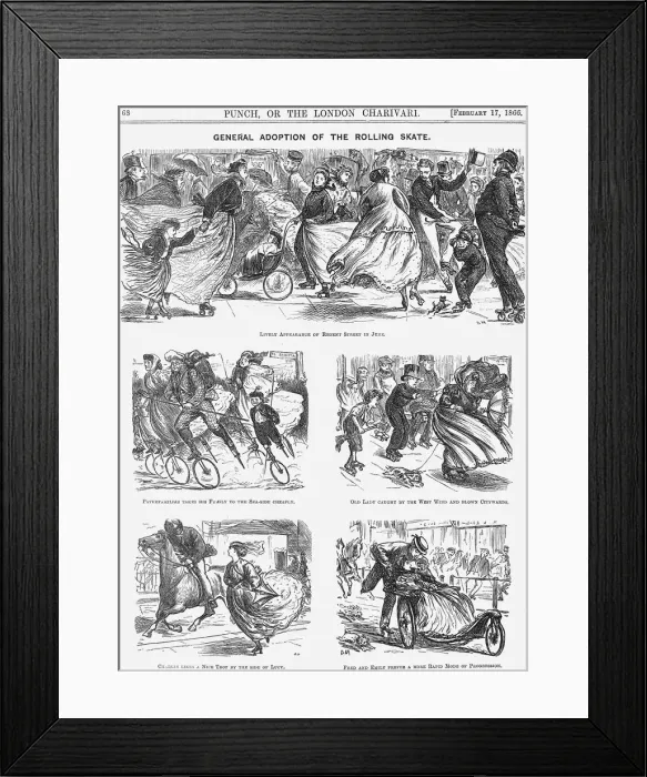Framed Print : General Adoption of the Rolling Skate, 1866. Artist: George du Maurier Framed Print : General Adoption of the Rolling Skate, 1866. Artist: George du Maurier