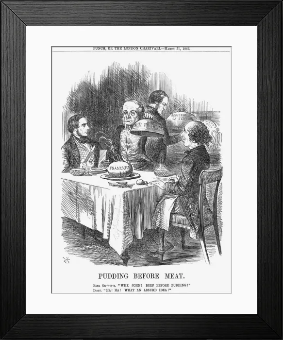 Framed Print : Pudding before Meat, 1866. Artist: John Tenniel Framed Print : Pudding before Meat, 1866. Artist: John Tenniel