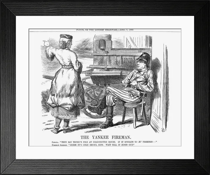 Framed Print : The Yankee Fireman, 1866. Artist: John Tenniel Framed Print : The Yankee Fireman, 1866. Artist: John Tenniel