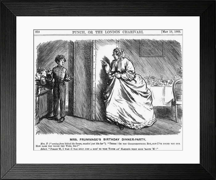 Framed Print : Mrs. Frummages Birthday Dinner-Party, 1866. Artist: Charles Samuel Keene Framed Print : Mrs. Frummages Birthday Dinner-Party, 1866. Artist: Charles Samuel Keene