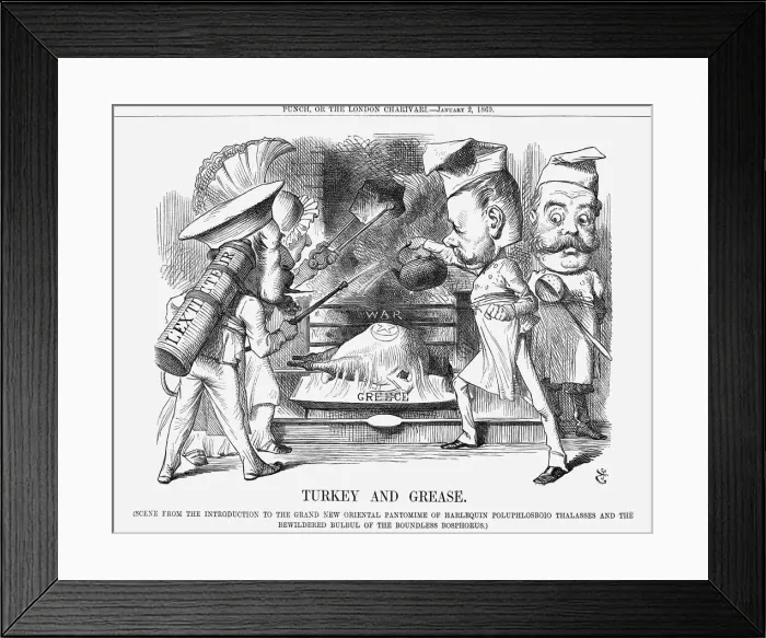 Framed Print : Turkey and Grease, 1869. Artist: John Tenniel Framed Print : Turkey and Grease, 1869. Artist: John Tenniel
