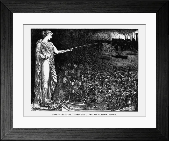Framed Print : Sancta Nicotina Consolatrix. The Poor Mans Friend, 1869. Artist: George du Maurier Framed Print : Sancta Nicotina Consolatrix. The Poor Mans Friend, 1869. Artist: George du Maurier