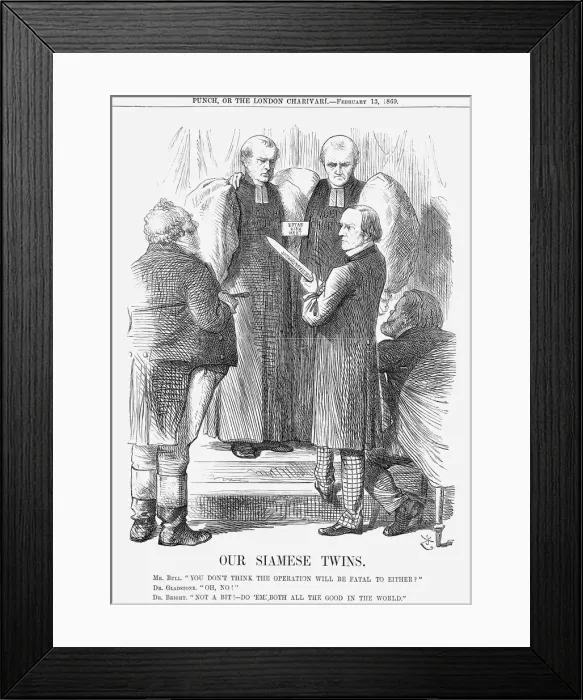 Framed Print : Our Siamese Twins, 1869. Artist: John Tenniel Framed Print : Our Siamese Twins, 1869. Artist: John Tenniel