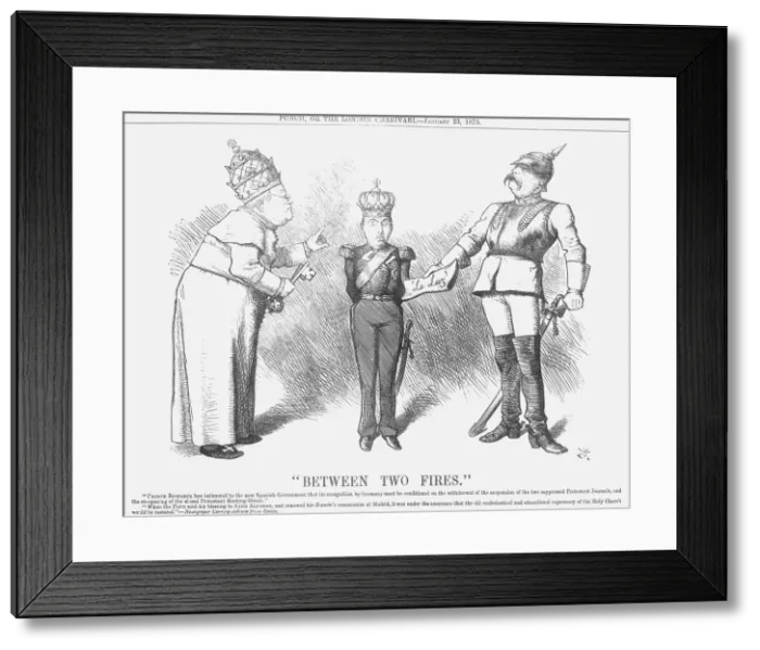 Framed Print : Between Two Fires, 1875. Artist: Joseph Swain Framed Print : Between Two Fires, 1875. Artist: Joseph Swain