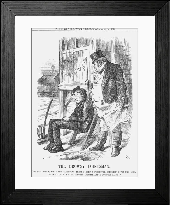 Framed Print : The Drowsy Pointsman, 1876. Artist: Joseph Swain Framed Print : The Drowsy Pointsman, 1876. Artist: Joseph Swain