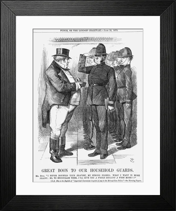 Framed Print : Great Boon to Our Household Guards, 1870. Artist: Joseph Swain Framed Print : Great Boon to Our Household Guards, 1870. Artist: Joseph Swain
