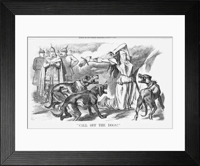 Framed Print : Call Off the Dogs!, 1871. Artist: Joseph Swain Framed Print : Call Off the Dogs!, 1871. Artist: Joseph Swain