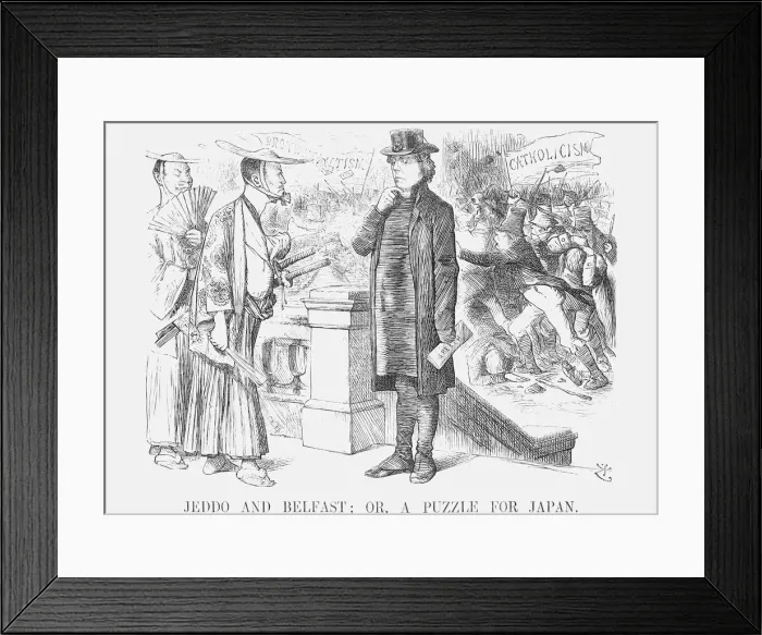 Framed Print : Jeddo and Belfast; or, a Puzzle for Japan, 1872. Artist: Joseph Swain Framed Print : Jeddo and Belfast; or, a Puzzle for Japan, 1872. Artist: Joseph Swain