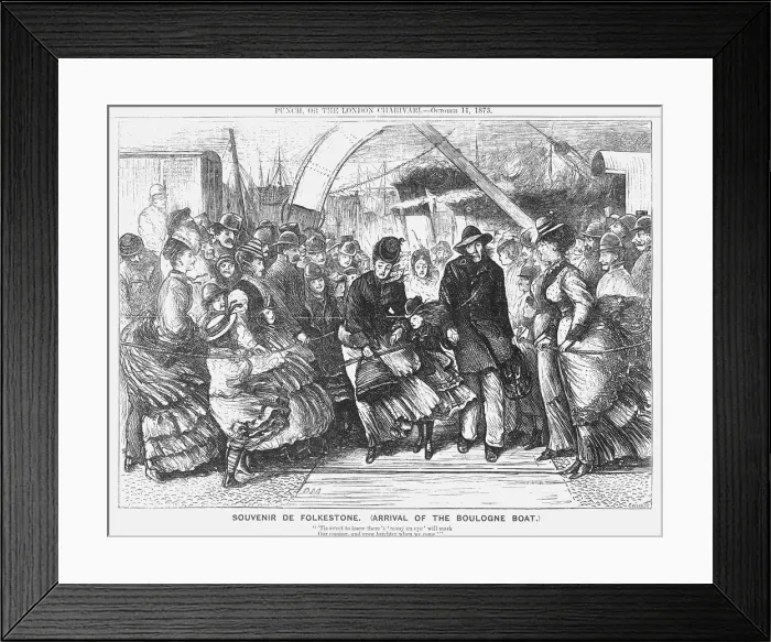 Framed Print : Souvenir de Folkestone (Arrival of the Boulogne Boat), 1873. Artist: Joseph Swain Framed Print : Souvenir de Folkestone (Arrival of the Boulogne Boat), 1873. Artist: Joseph Swain