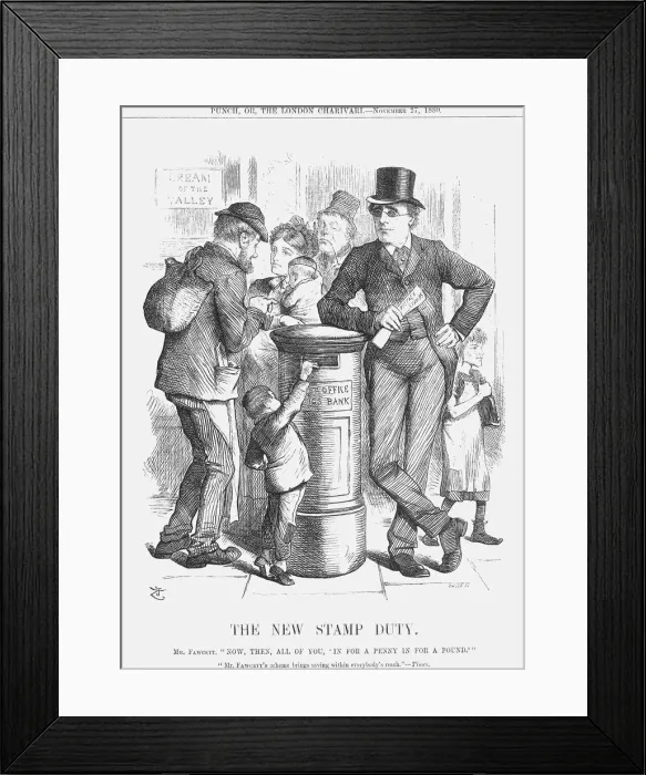 Framed Print : The New Stamp Duty, 1880. Artist: Joseph Swain Framed Print : The New Stamp Duty, 1880. Artist: Joseph Swain